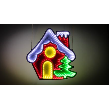 LED karácsonyi tükördísz , házikó, USB (X25014)