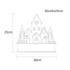 LED karácsonyi házikó tájképpel, fa, elemes (X22081)