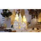 LED karácsonyi templom, fa, elemes (X22084)