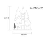 LED karácsonyi templom, fa, elemes (X22084)