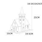 LED karácsonyi templom, fa, fehér, elemes (X22077)