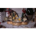 LED karácsonyi falu, fa, elemes (X22083)