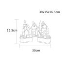 LED karácsonyi falu, fa, fehér, elemes (X22082)