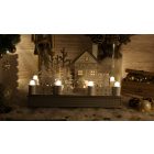 LED karácsonyi házikó, fa, fehér, elemes (X22080)