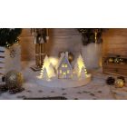 LED karácsonyi házikó, fa, fehér, elemes (X22079)