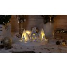 LED karácsonyi házikó, fa, fehér, elemes (X22079)