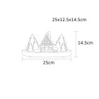 LED karácsonyi házikó, fa, fehér, elemes (X22079)