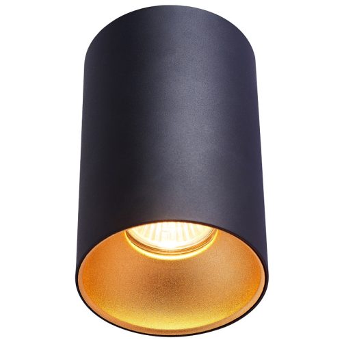   Mennyezeti spot lámpatest, hengeres, fekete, arany reflektor, SPGU10MGB